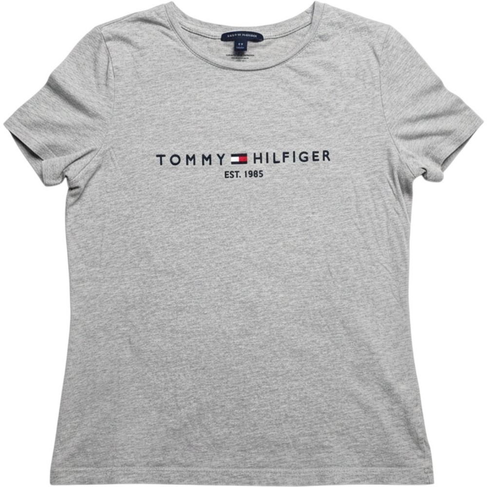 Tommy Hilfiger Womens Est 1985 Logo Graphic T-Shirt Gray Short Sleeve Small